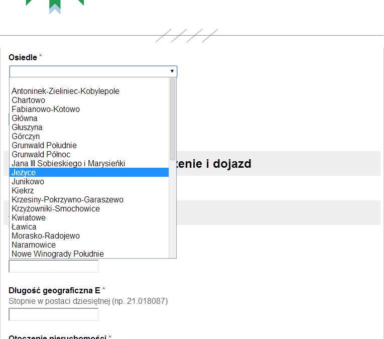 Baza informacji i opis nieruchomości dla zabudowanych nieruchomości komercyjnych (niemieszkalnych) na obszarze Poznania