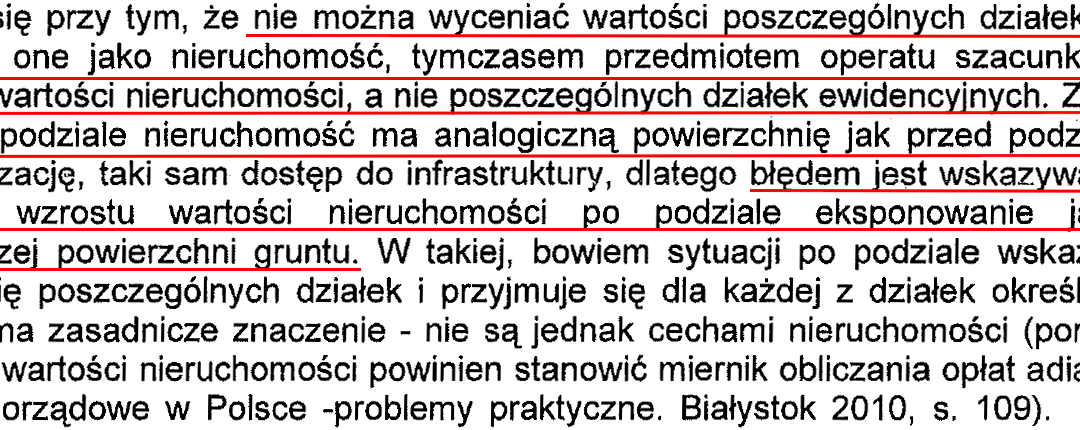 Wycena nieruchomości dla celów określenia wartości w wyniku podziału