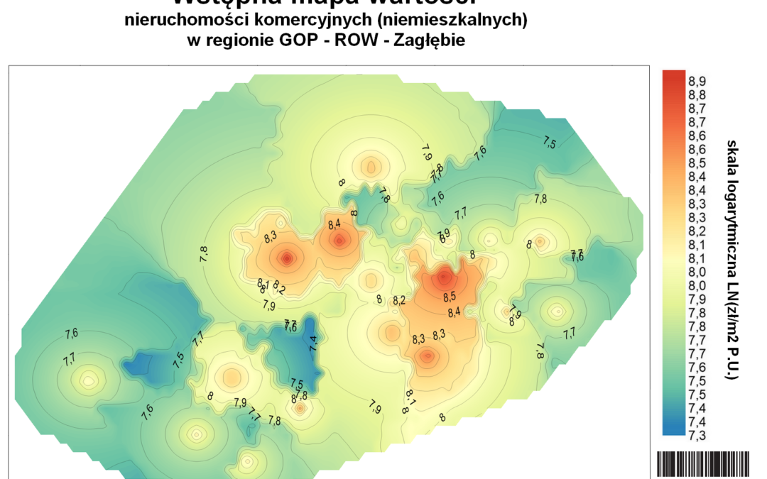 Mapa wartości nieruchomości komercyjnych na Śląsku