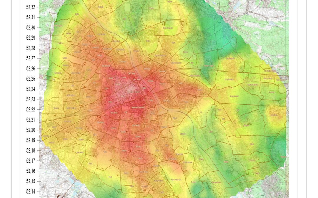 Najnowsza wizualizacja mapy cen gruntów w Warszawie. Obszary MSI i wizualizacja cen za pomocą spektrum barw