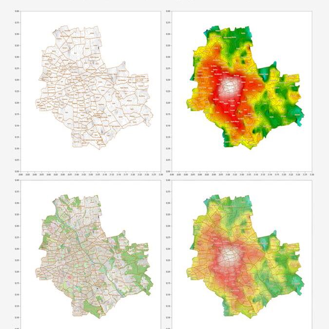 Pocztówka z mapą cenową gruntów dla m.st. Warszawy