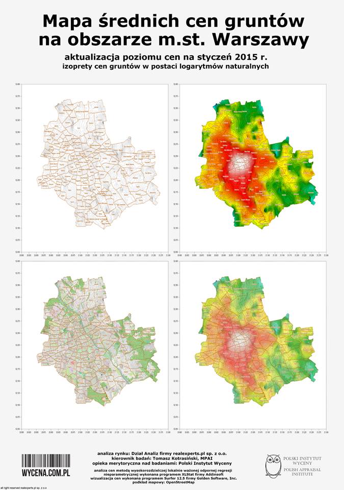 Mapa średnich cen gruntów na obszarze m.st. Warszawy Mapa średnich cen gruntów na obszarze m.st. Warszawy